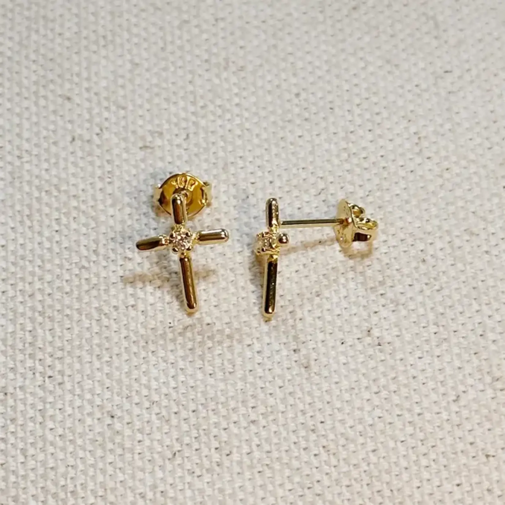 18K Gold Filled Cross Earrings