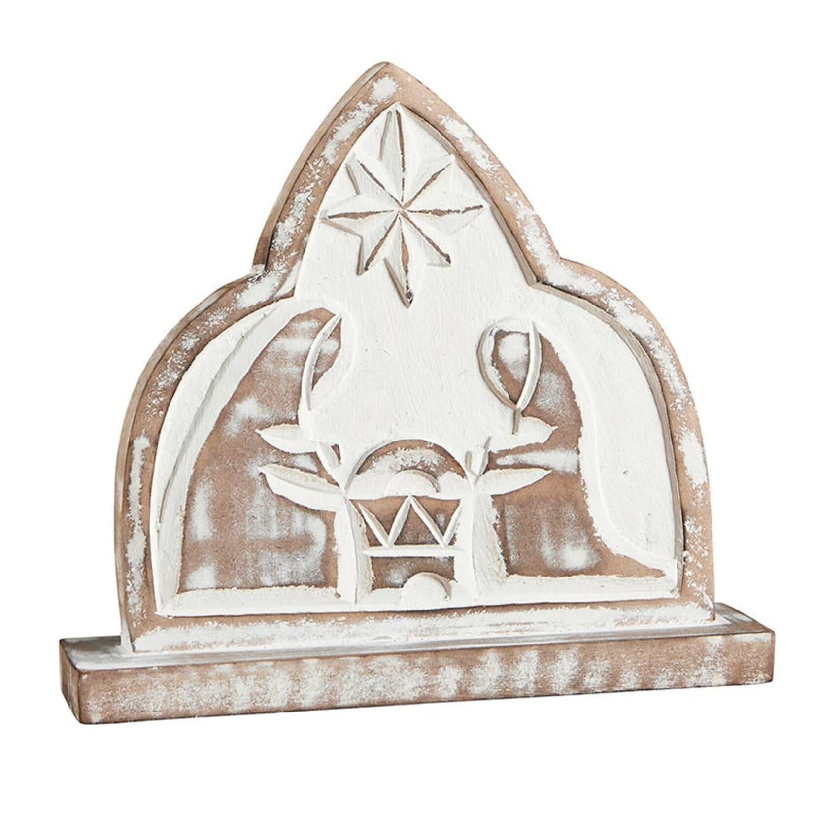 Wood Nativity Silhouette White Washed
