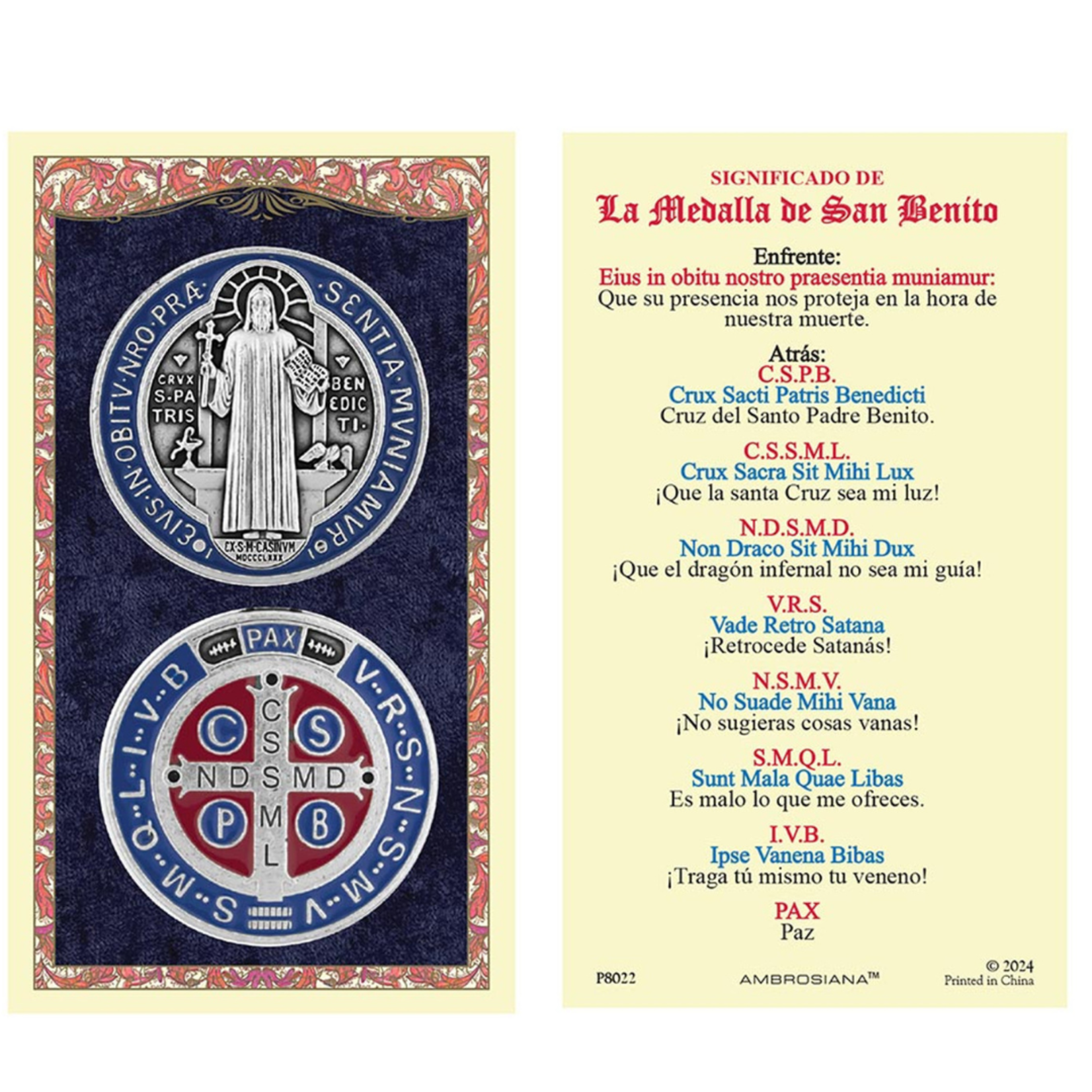 Significado de la Medalla de San Benito Prayer Card
