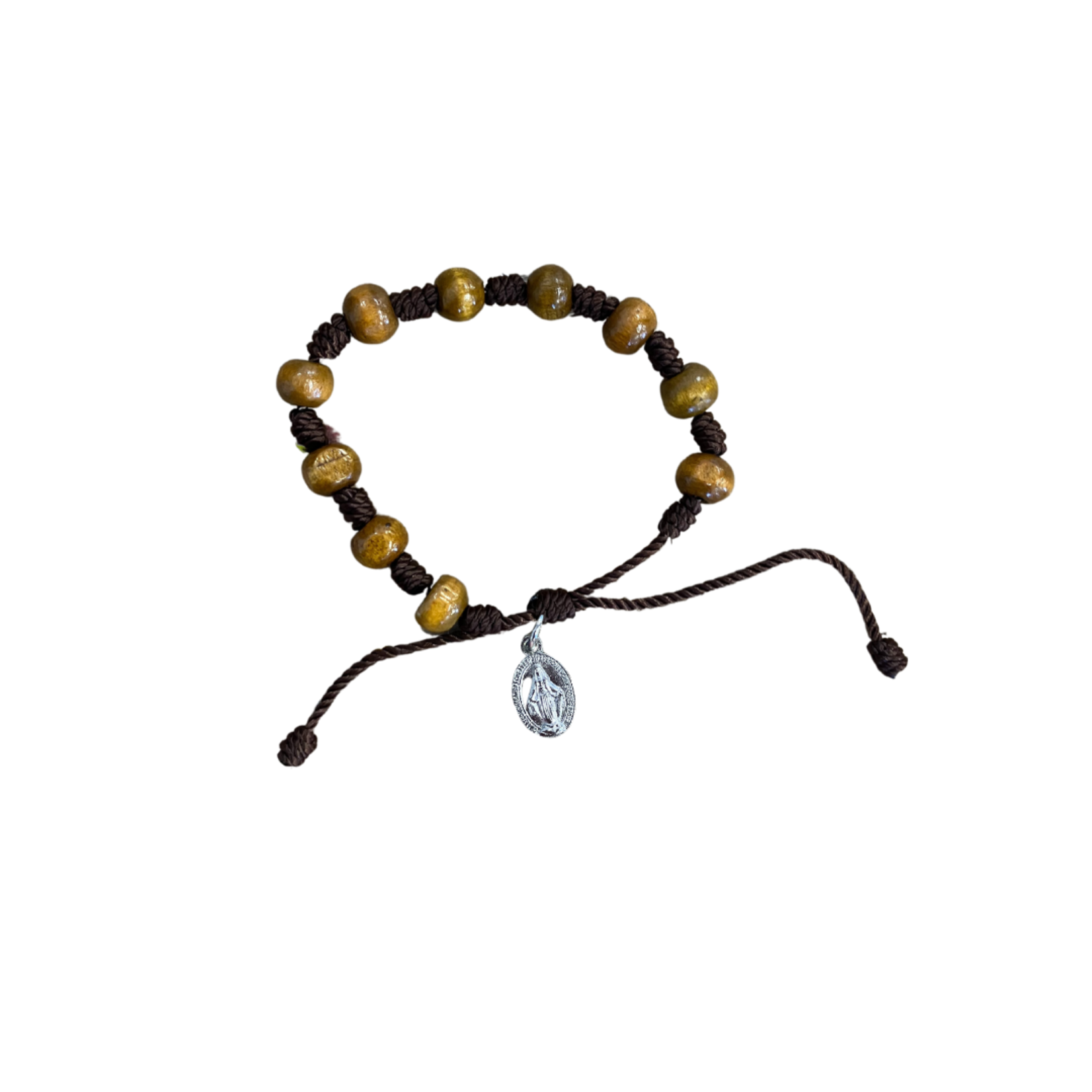 Children's Wood Bead Adjustable Rosary Bracelet