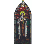 St Therese of Lisieux Stained Glass Wood Ornament