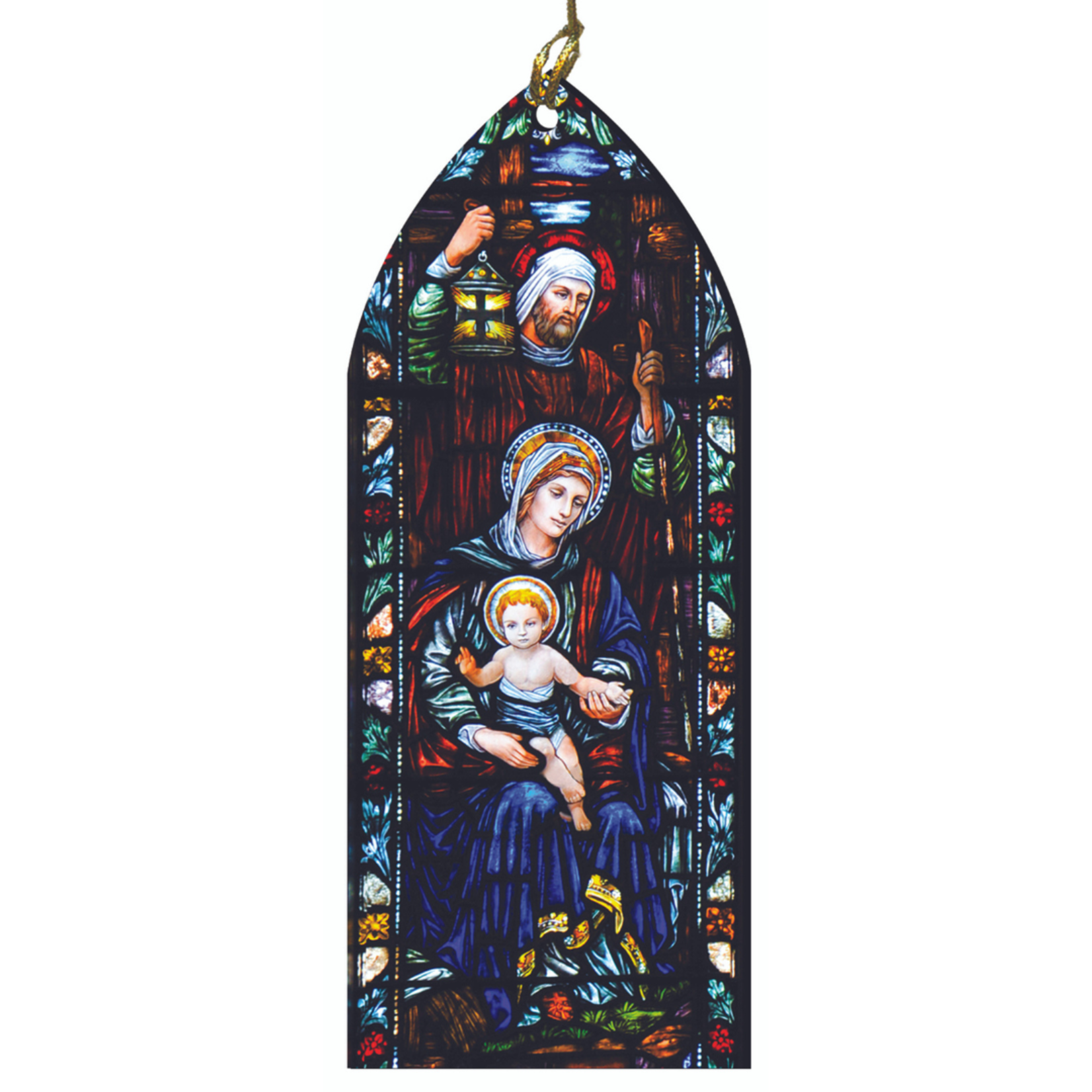 The Holy Family Stained Glass Wood Ornament