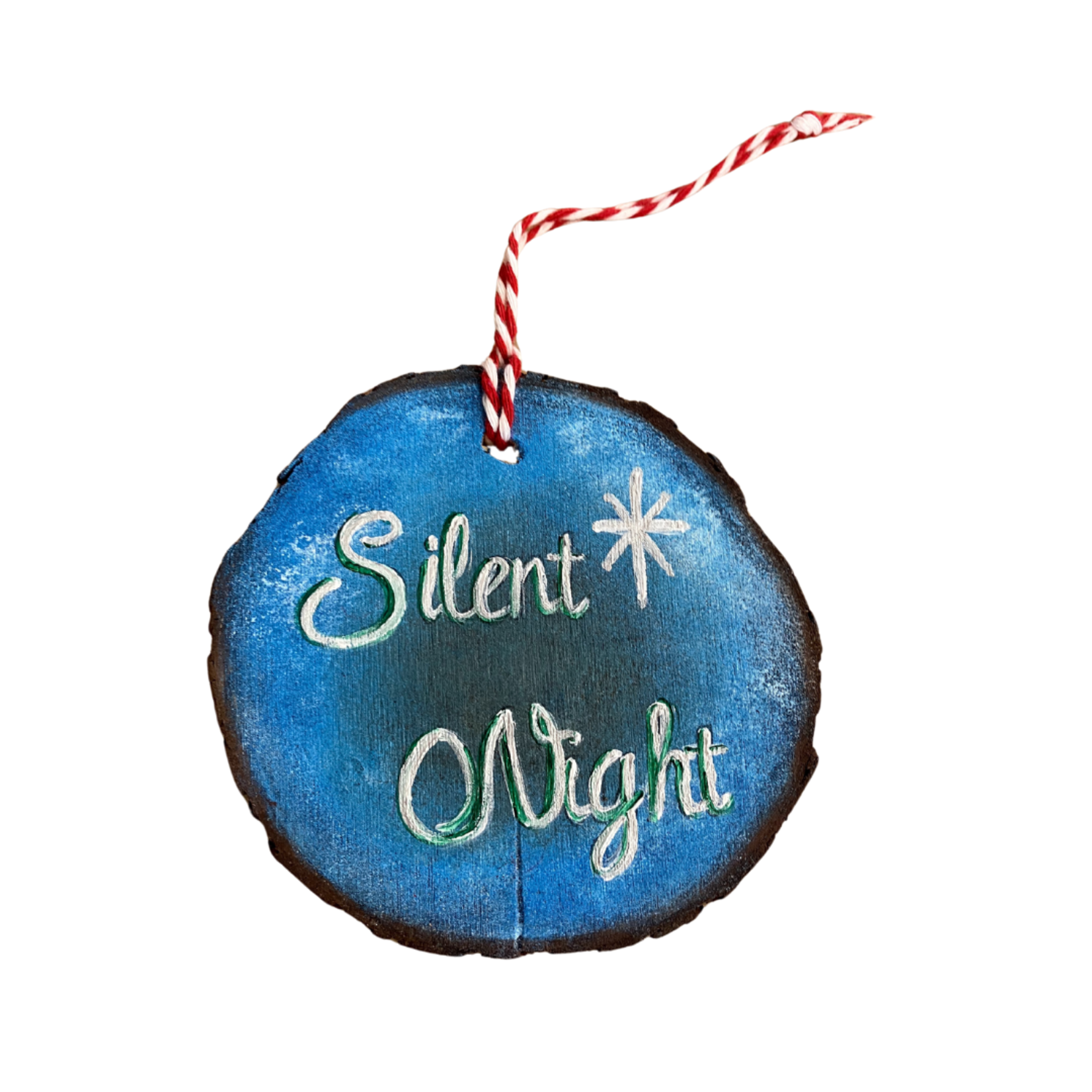 Round Wood Ornament Silent Night