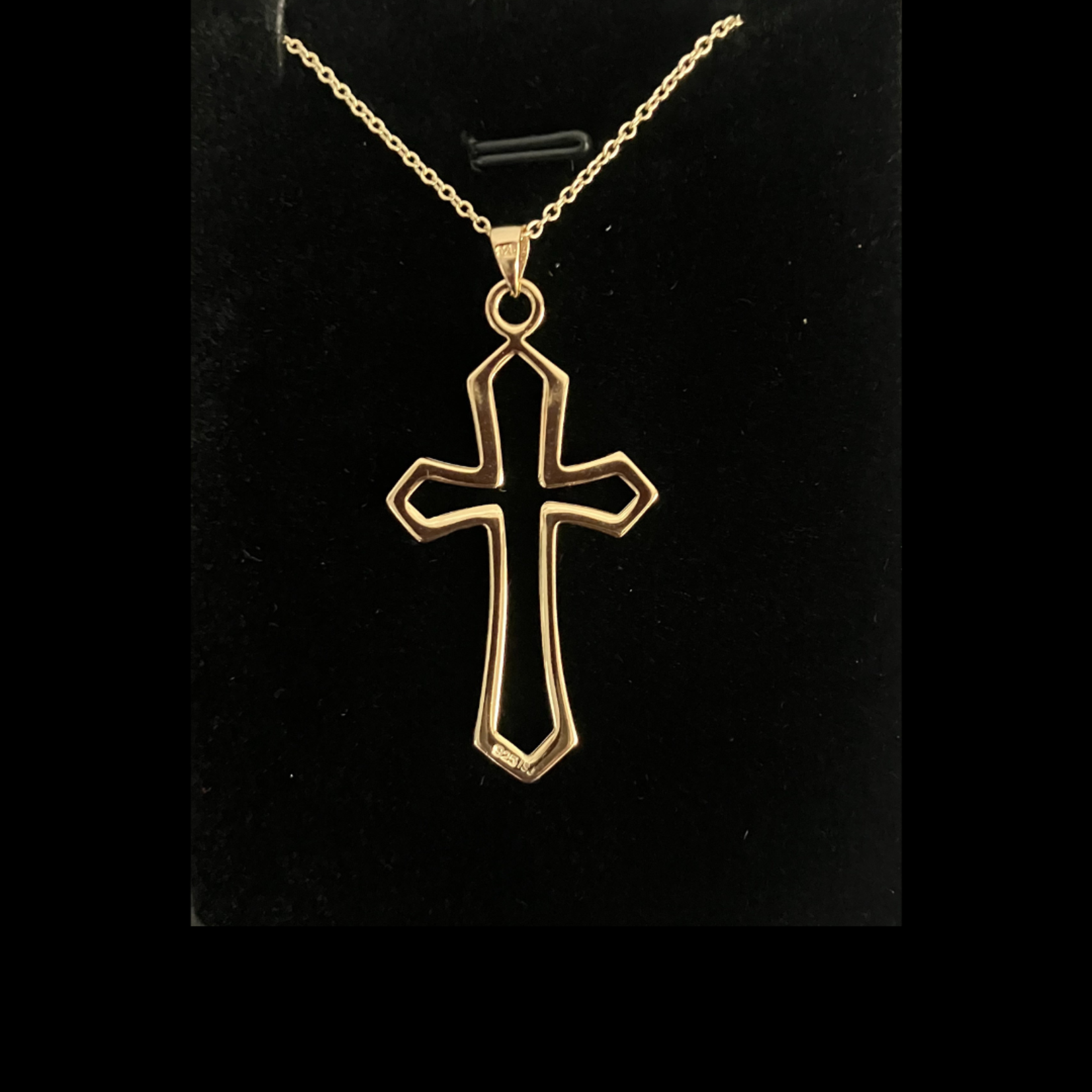 14K Gold Over Sterling Silver Open Cross Pendant