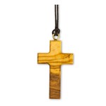Olive Wood Cross Pendant on Cord