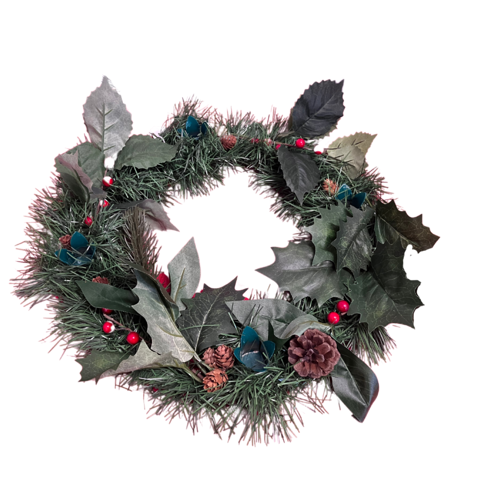 Large Advent Wreath with Greenery Metal Base