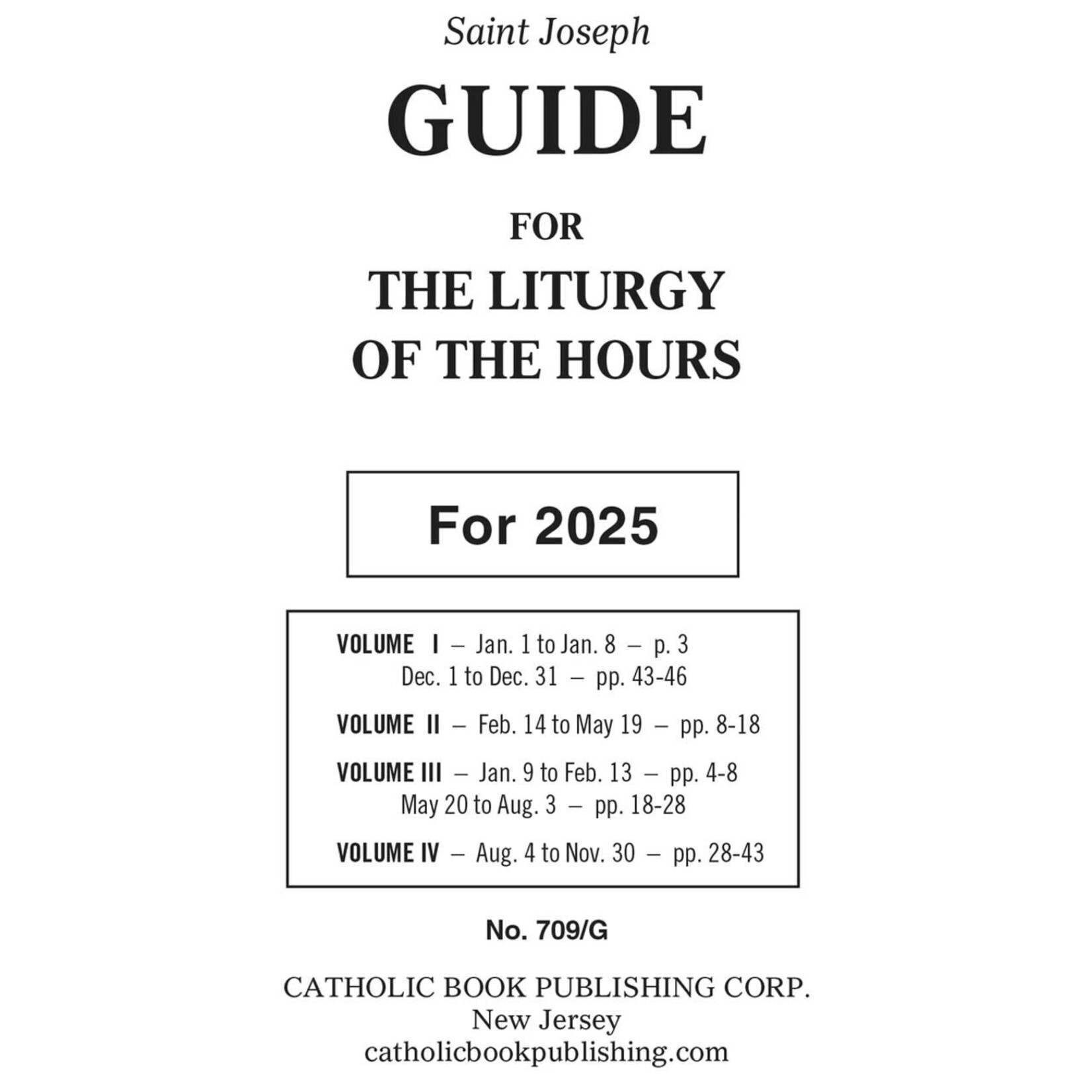 2025 Saint Joseph Guide for the Liturgy of the Hours Large Print