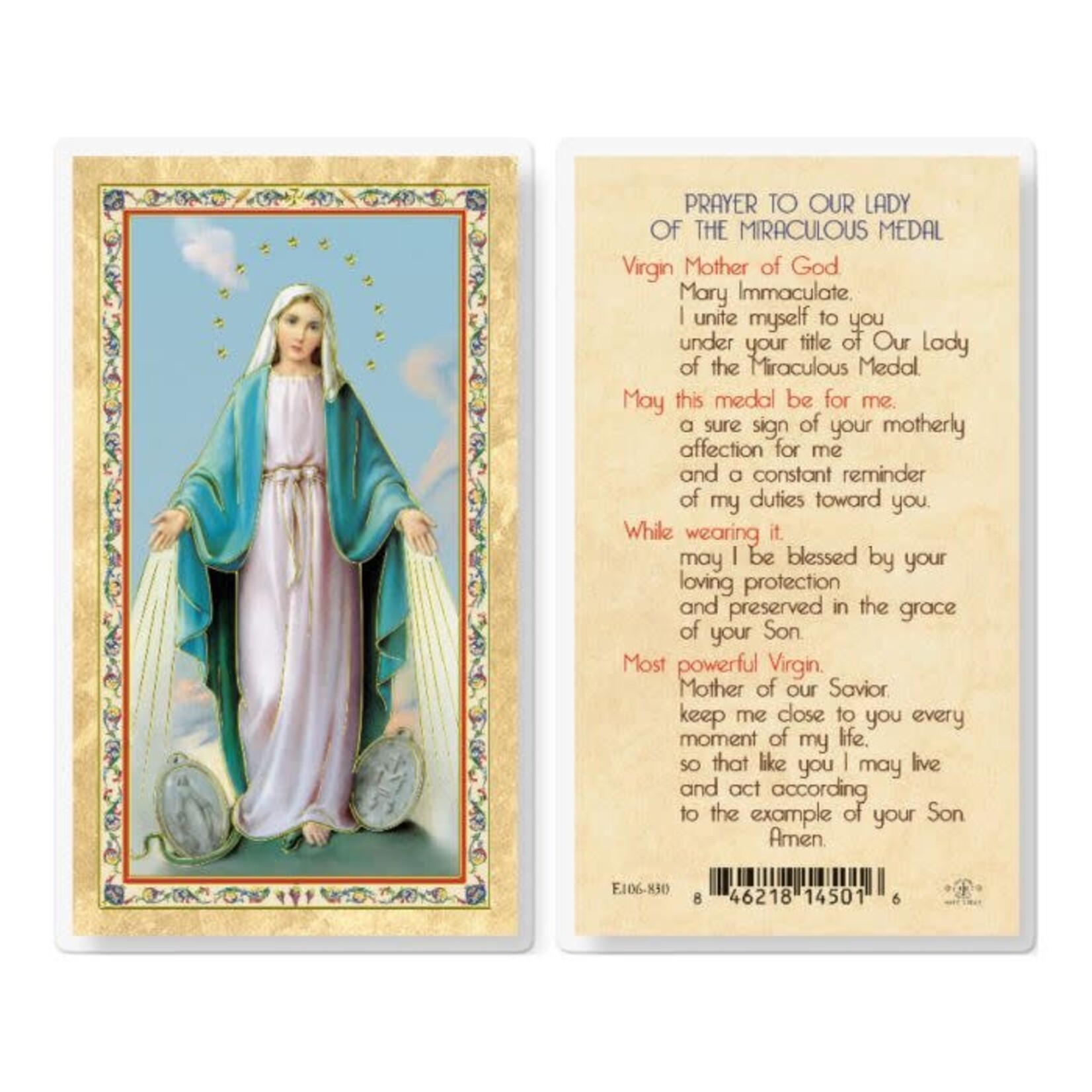 Prayer Card Our Lady of the Miraculous Medal