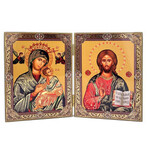 Christ and Perpetual Help Gold Foil Icons Diptych
