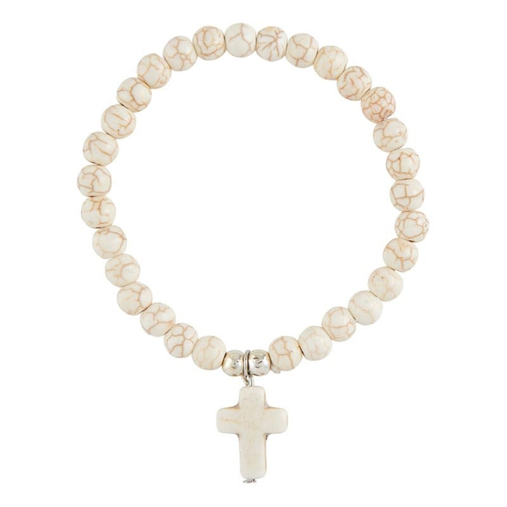 Kingdom White Stone Bead Stretch Bracelet