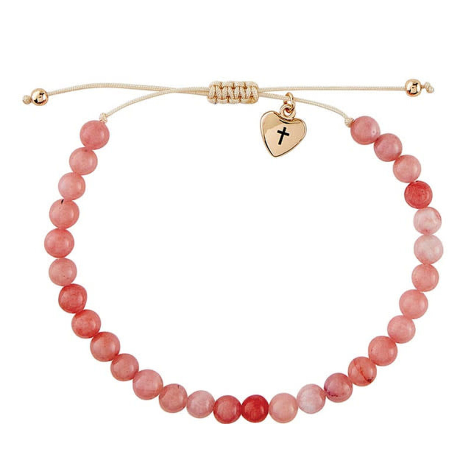 Faithful Heart Pink Stone Bracelet