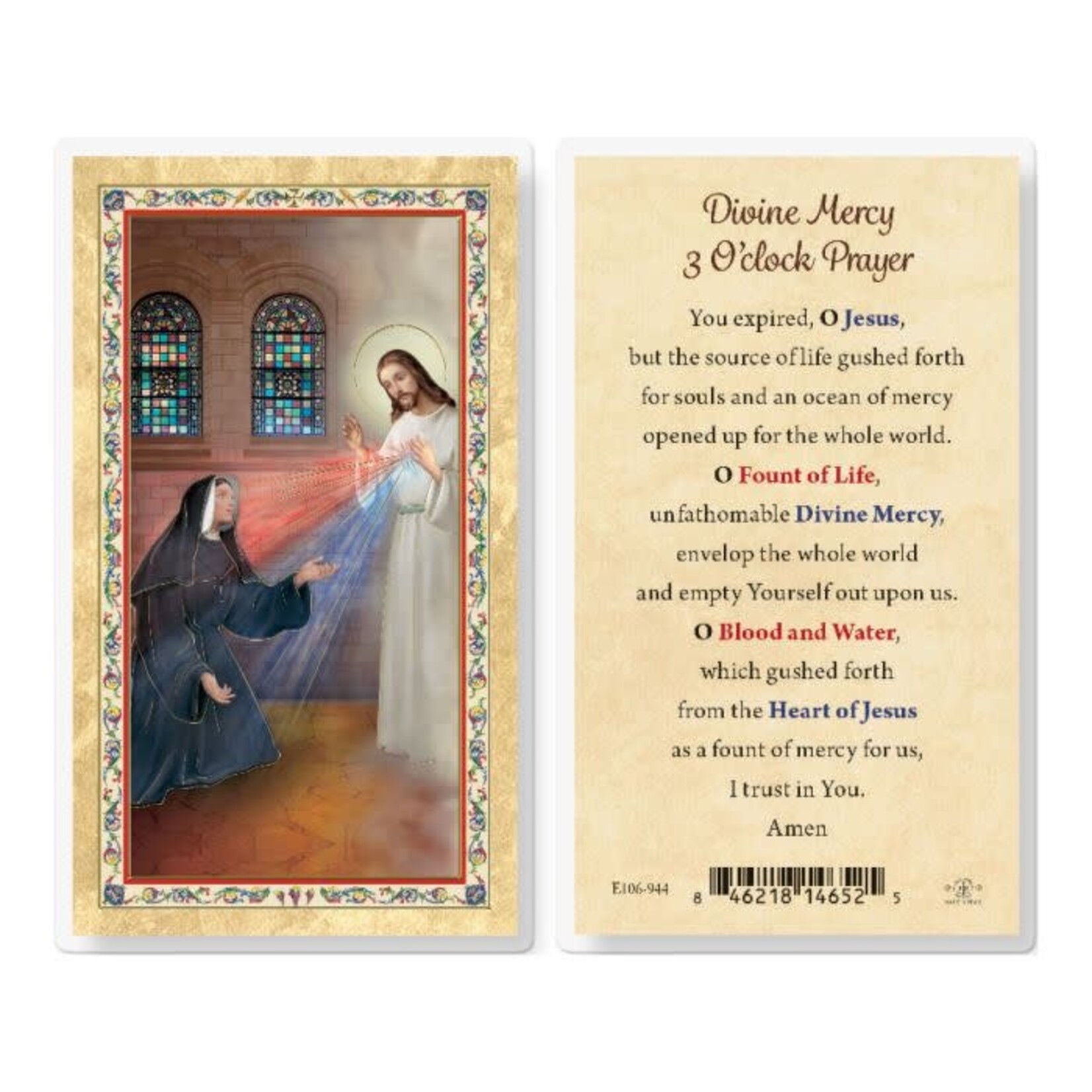 Prayer Card Divine Mercy 3 O'Clock Prayer