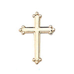 Gold Budded Cross Lapel Pin