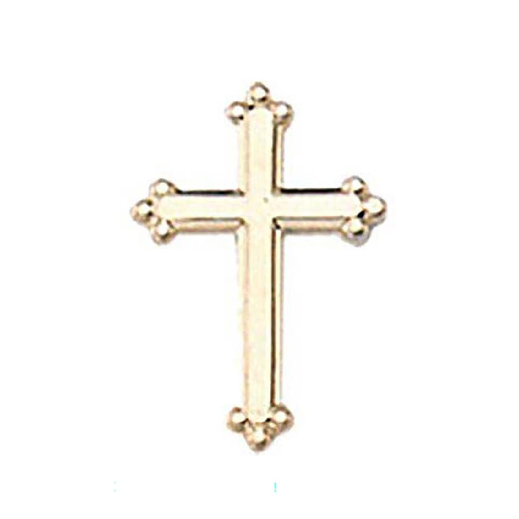 Gold Budded Cross Lapel Pin