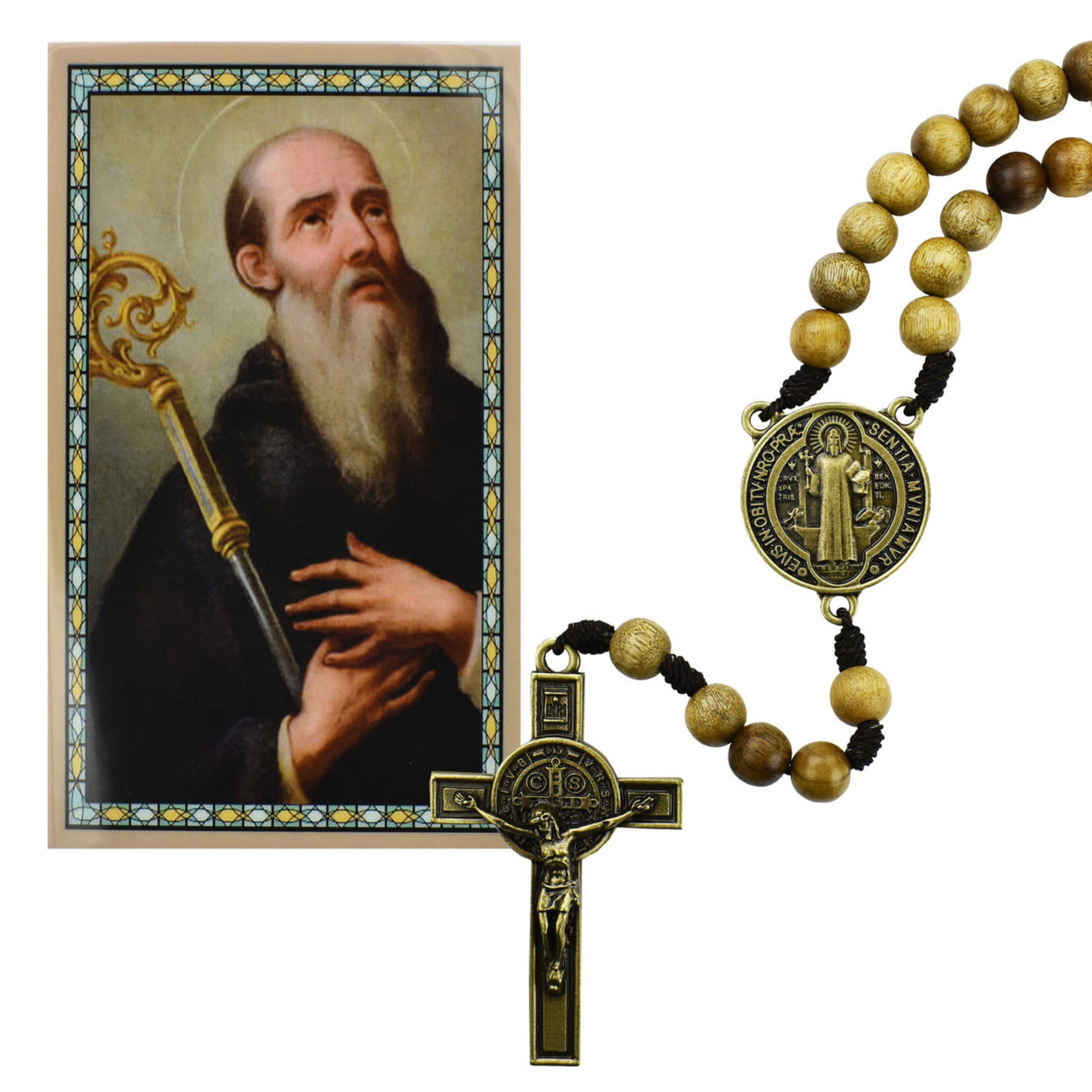 St Benedict Brazilian Walnut Wood Rosary