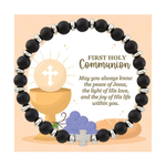 Boy's First Communion Stretch Bracelet Black