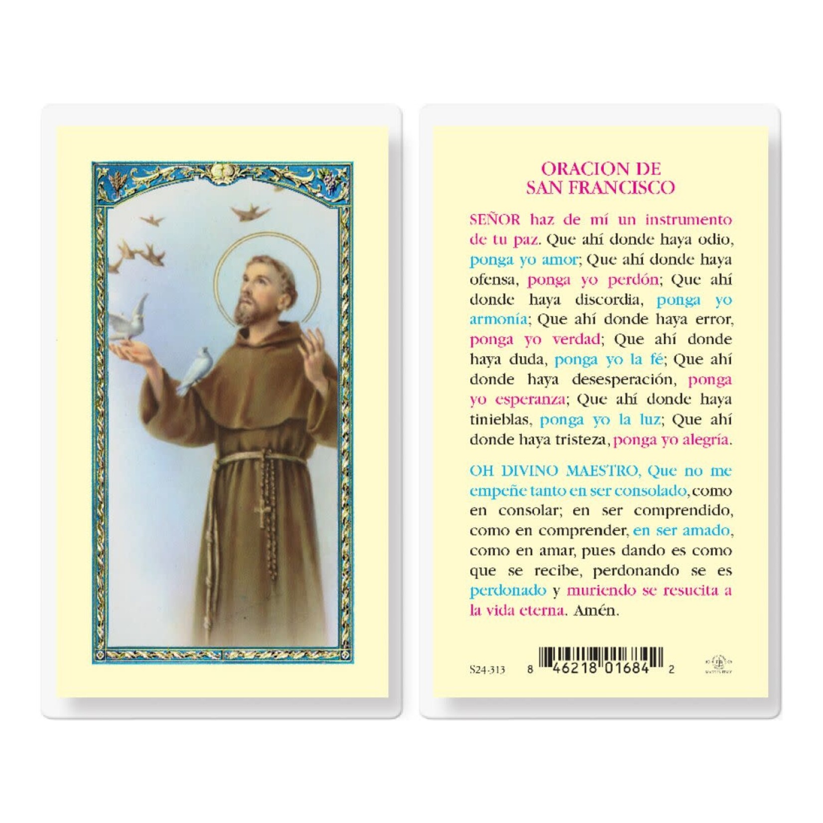 San Francisco de Asis Prayer Card (Spanish)