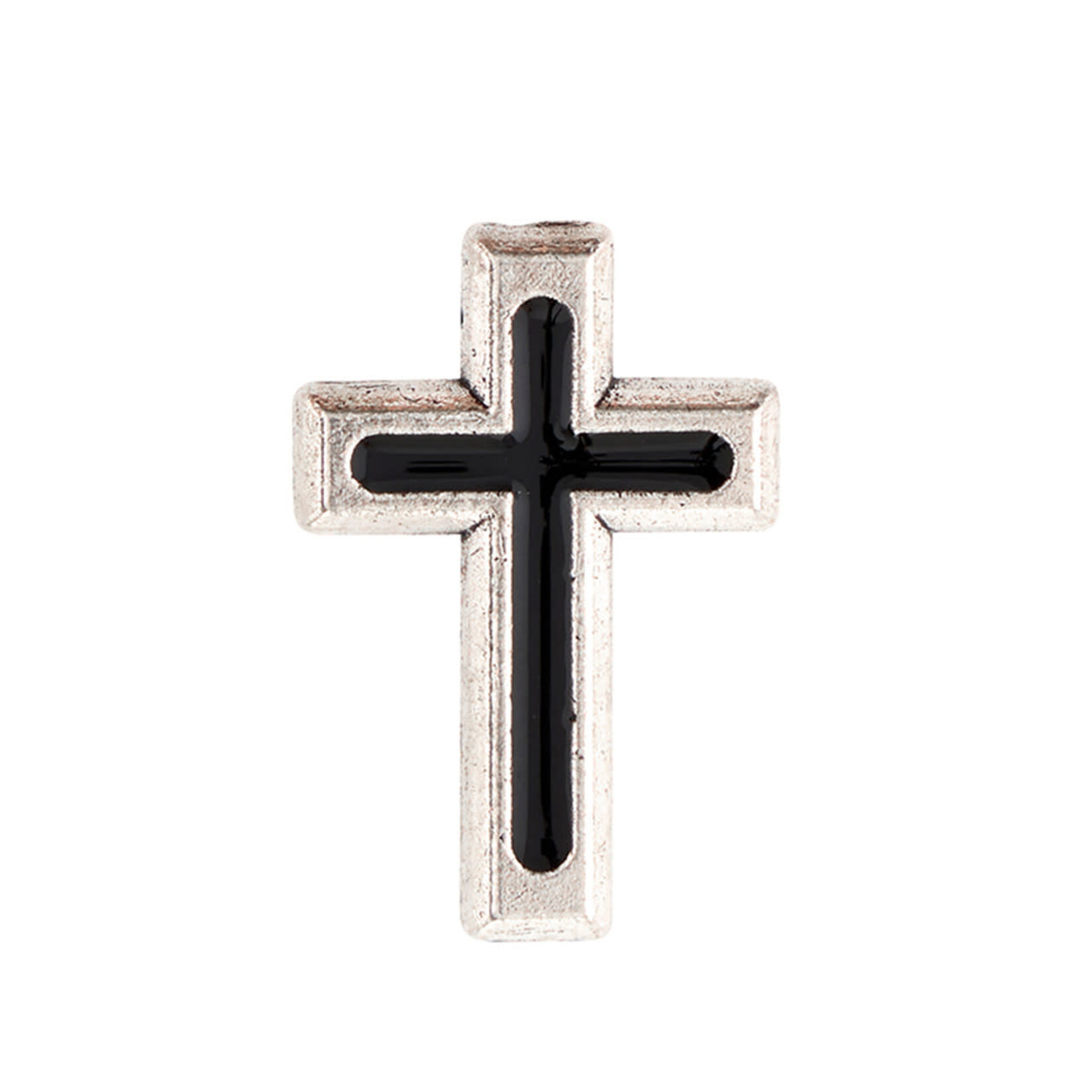Silver and Black Cross Lapel Pin