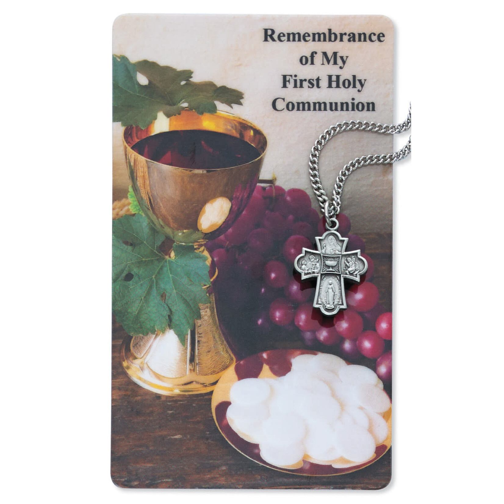 First Communion 4 Way Medal w/ Prayer Card