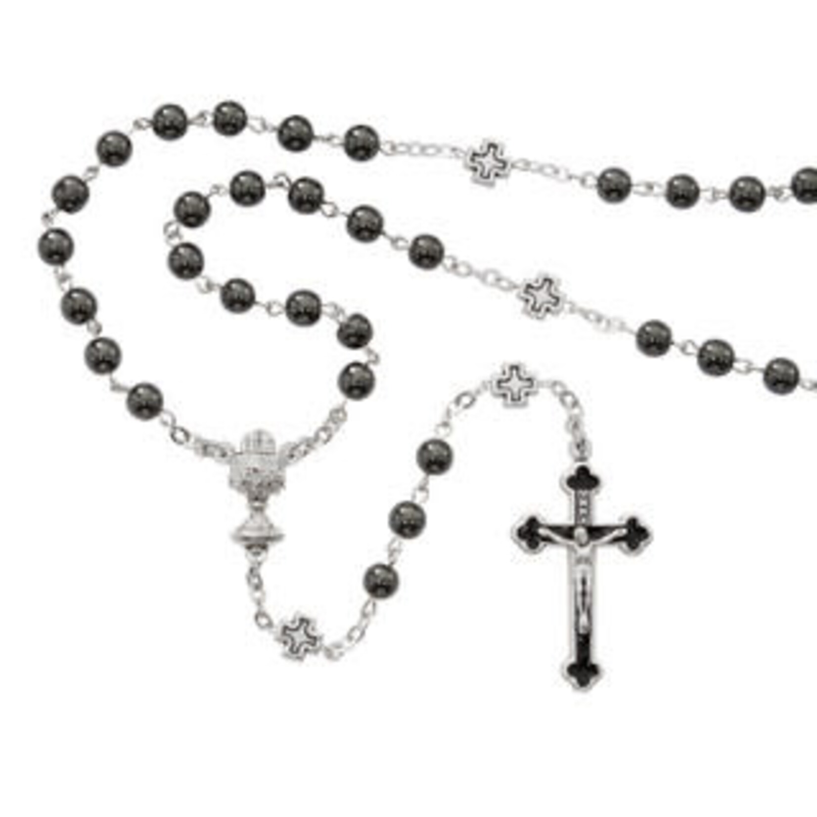 First Communion Rosary Hematite