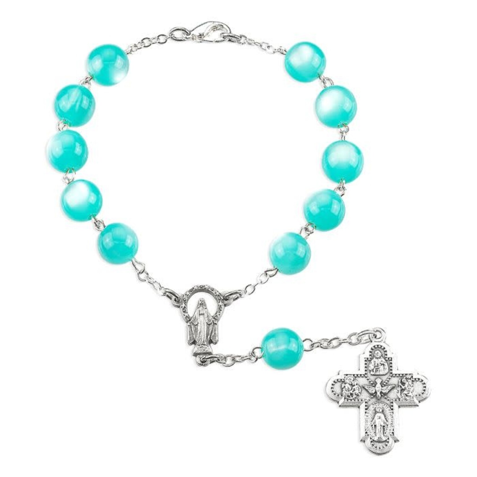 Aqua Glass Bead Auto Rosary