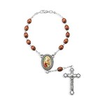 St Christopher Auto Rosary Brown Wood