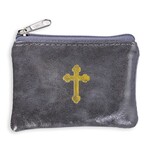 Rosary Pouch Grey with Cross