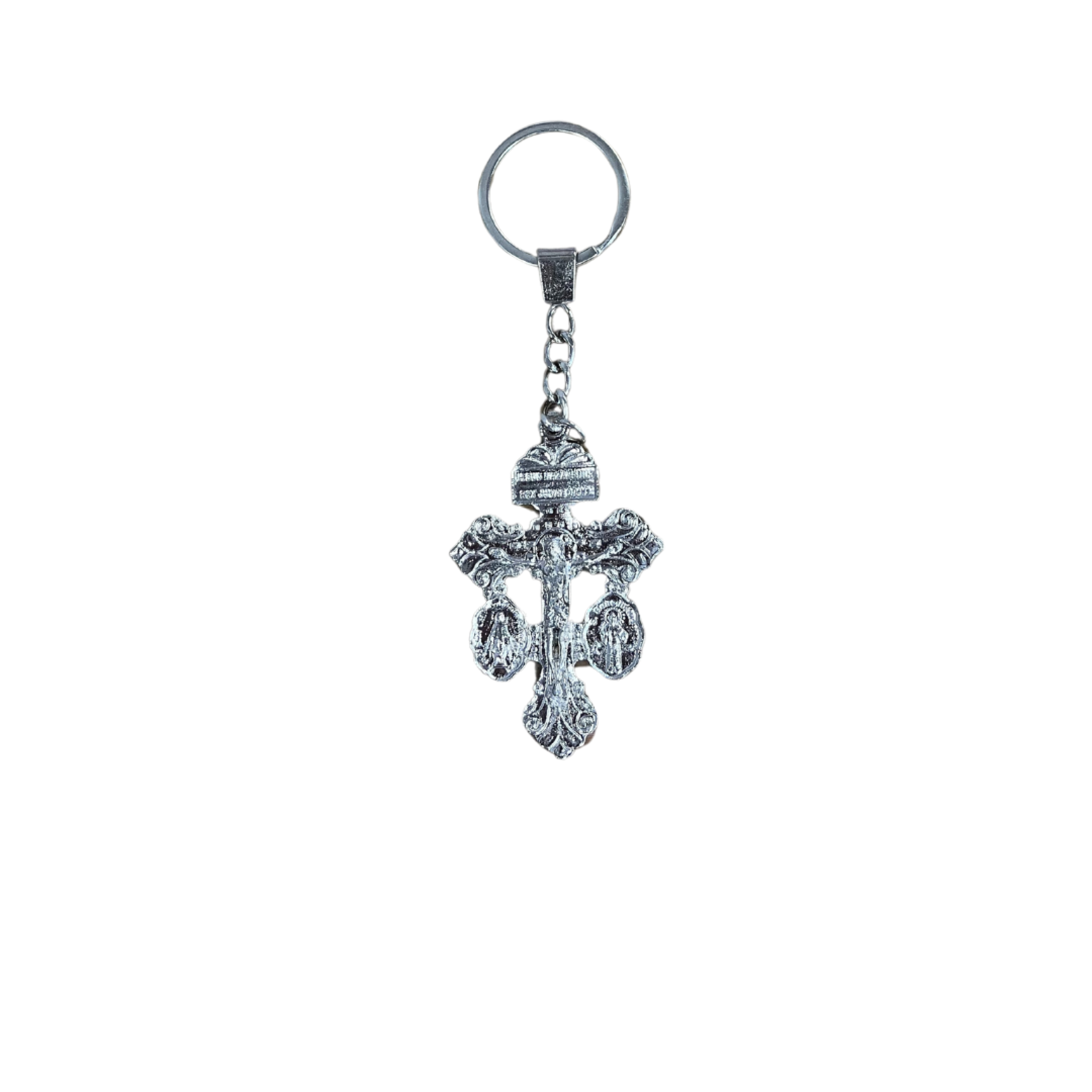 Pardon Dual Medal Crucifix Keychain