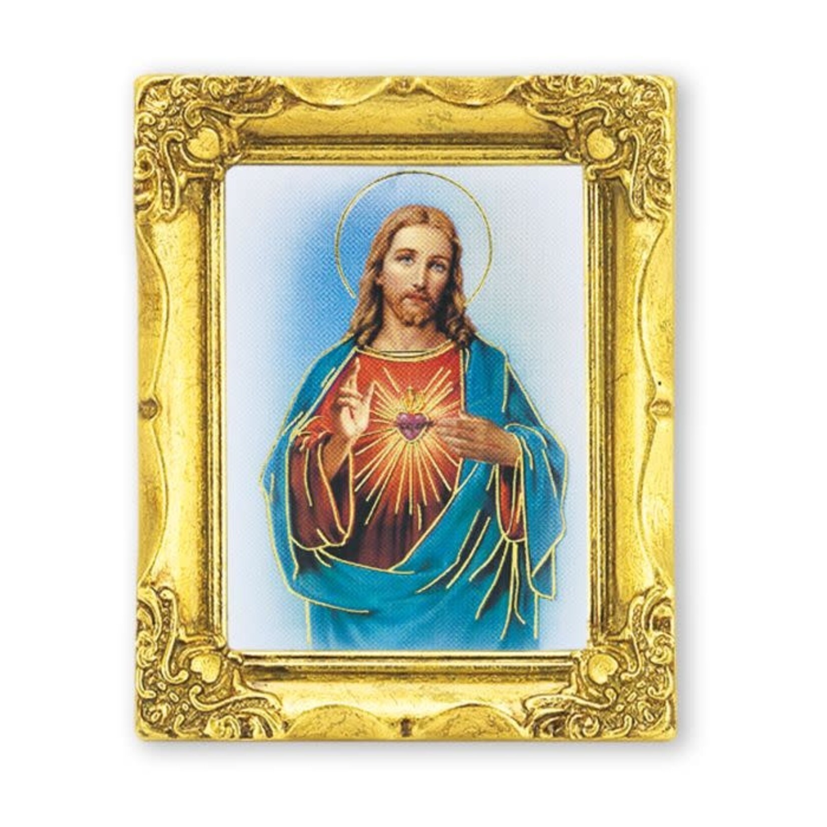 Sacred Heart Mini Framed Print Blue