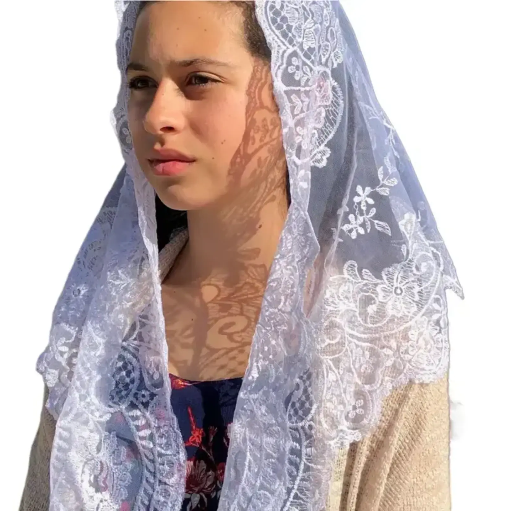 White Floral Veil