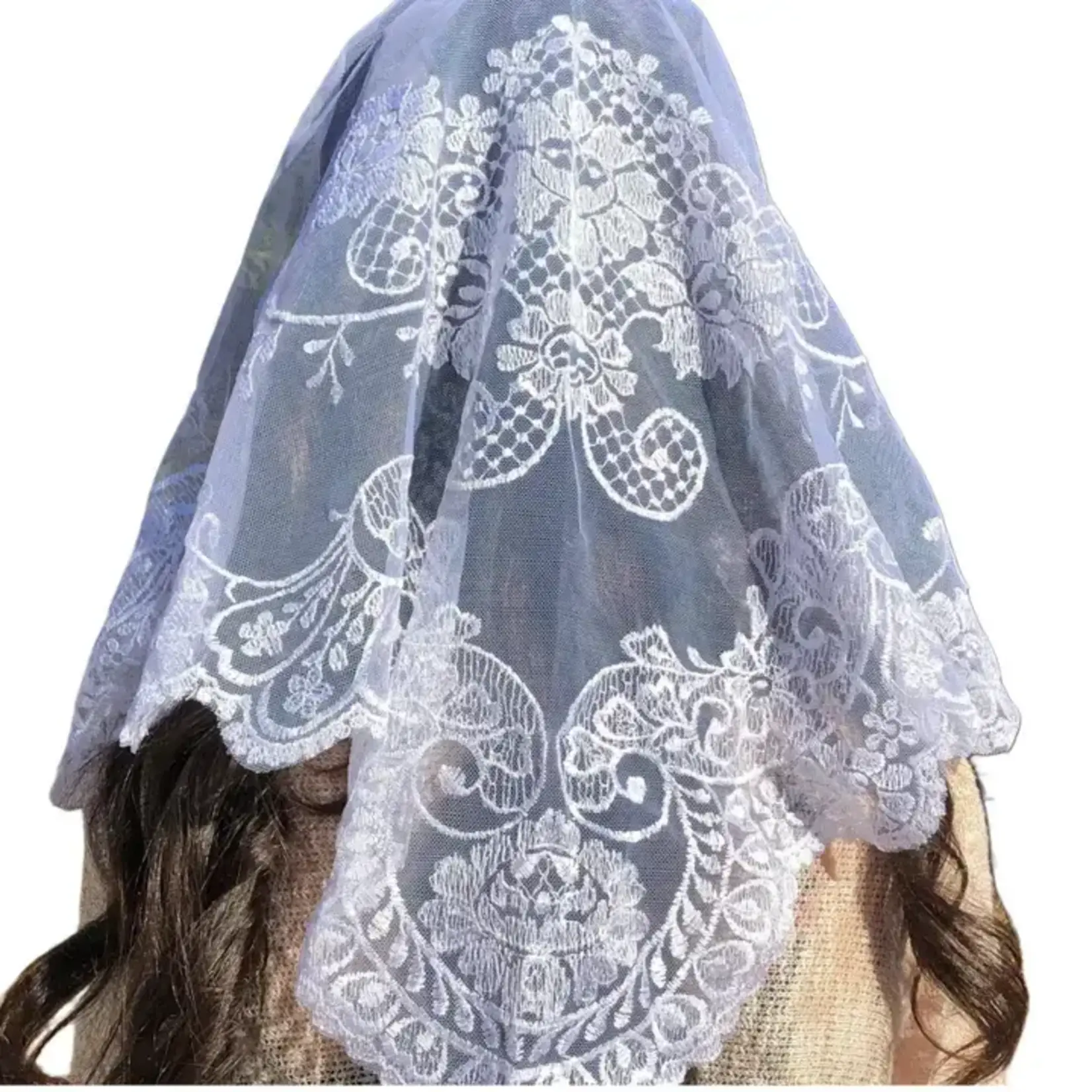 White Floral Veil