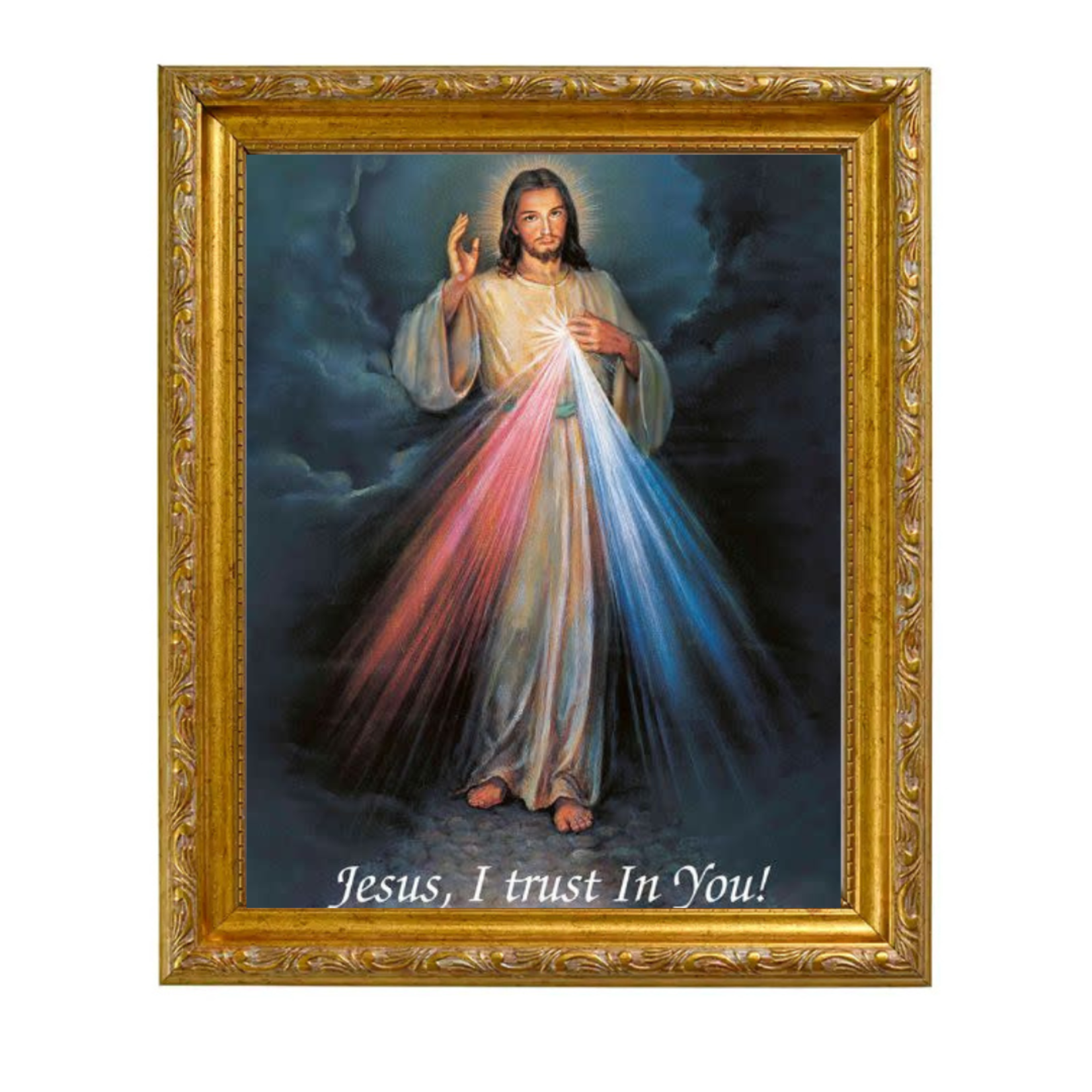 Gold Frame Divine Mercy Color Print