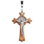 Olive Wood St Benedict Crucifix Pendant Large