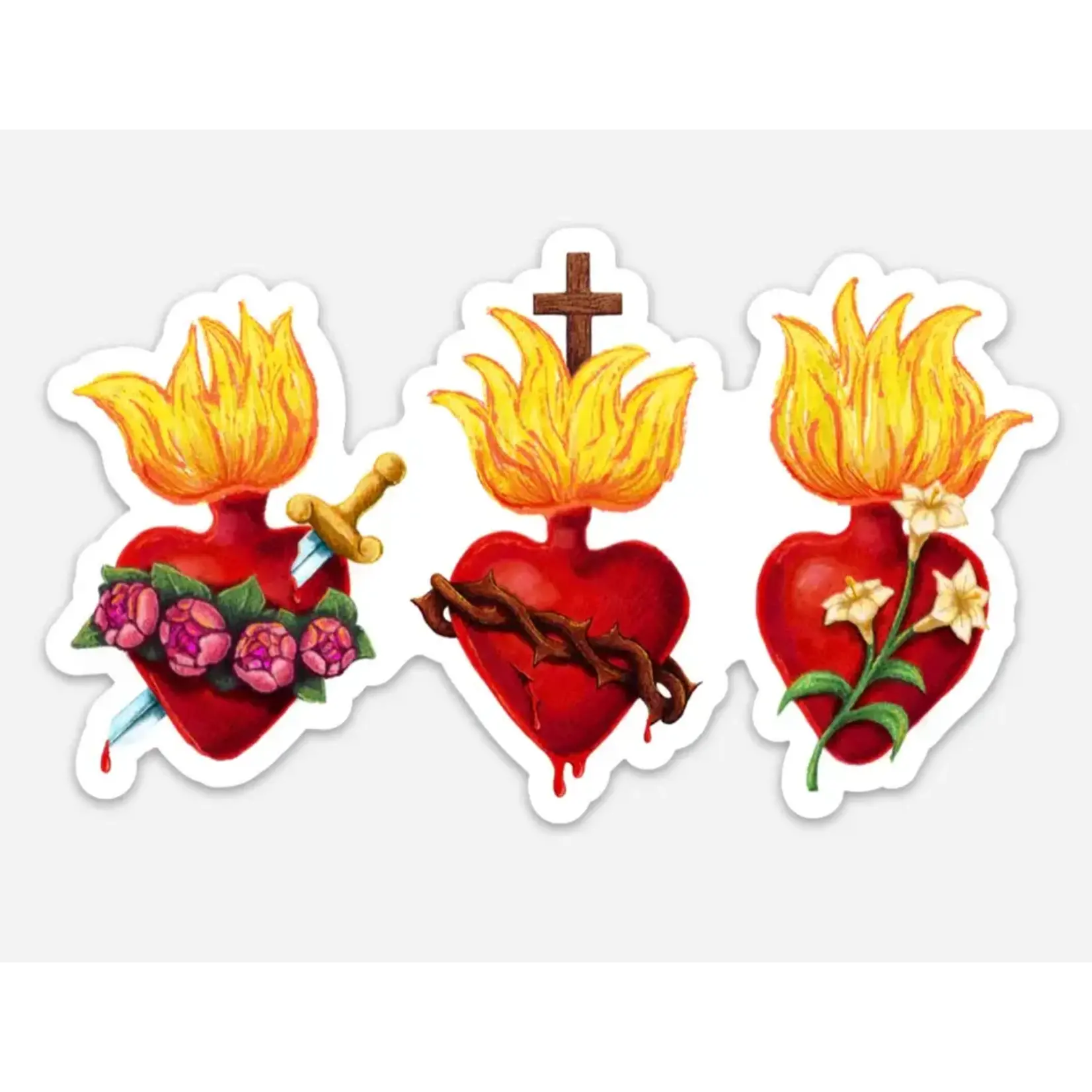 Three Hearts Color Vinyl Decal