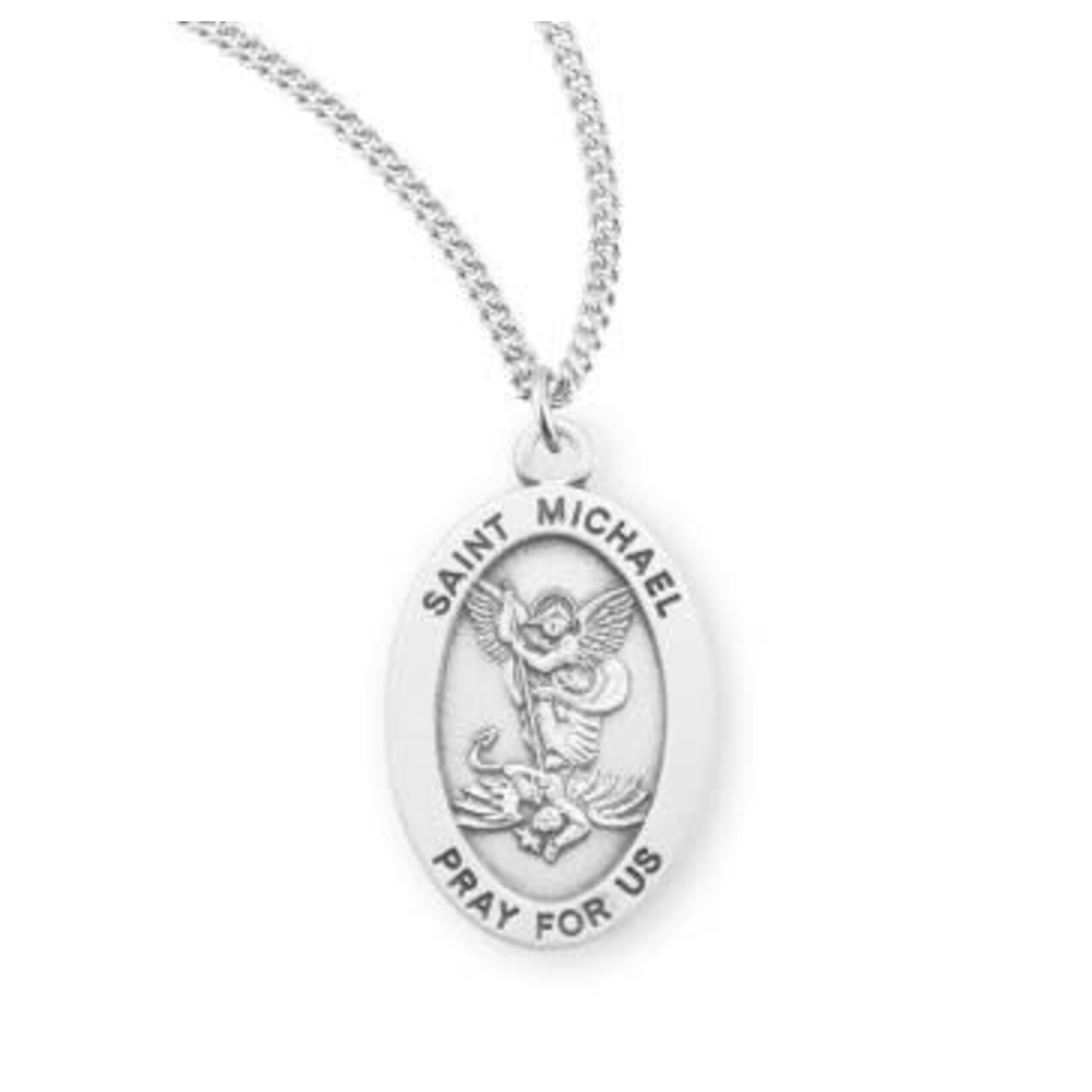 Saint Michael Sterling Silver Oval Medal