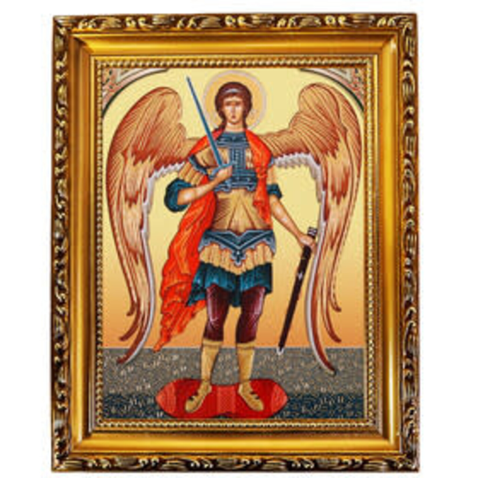 Archangel Michael Framed Icon Open Wings