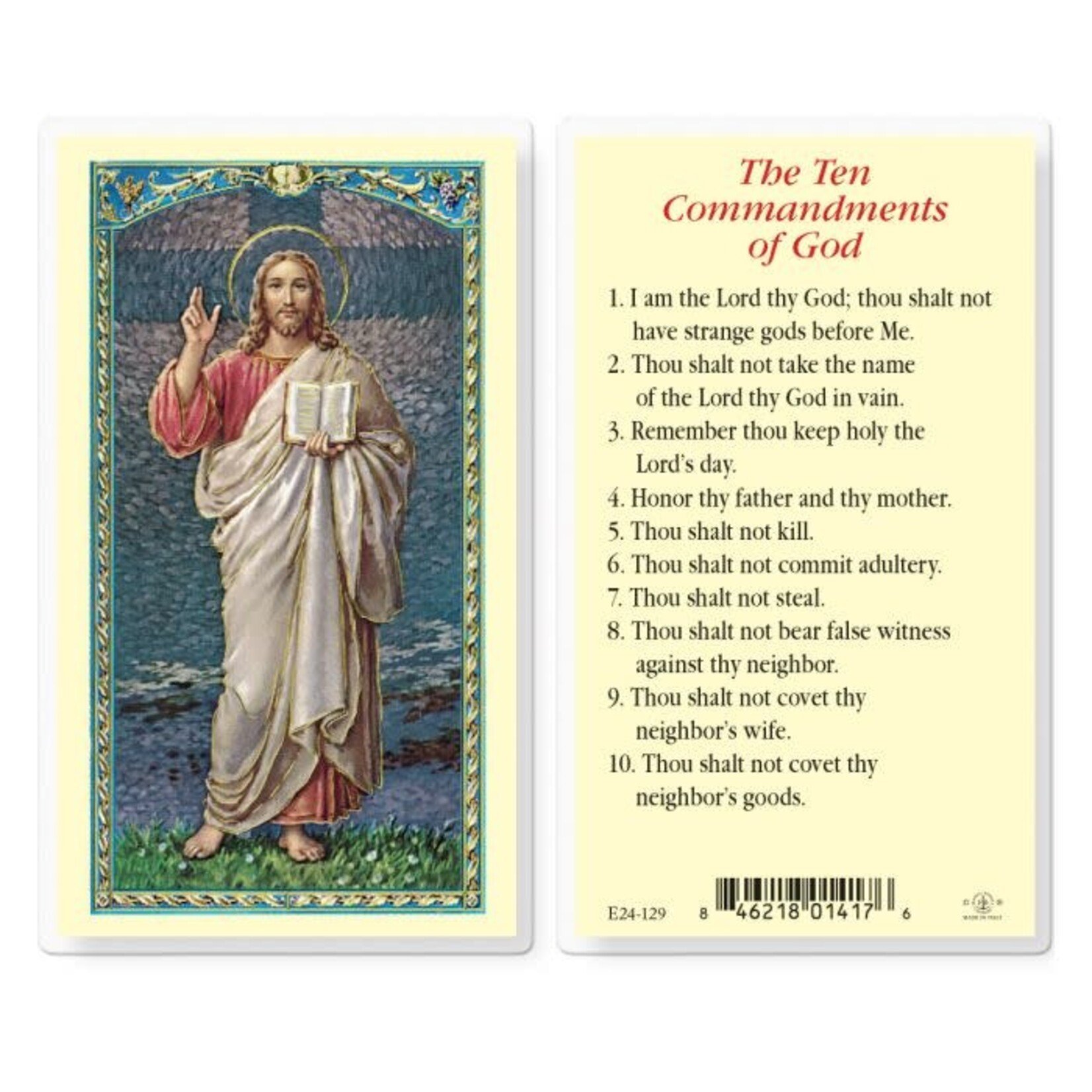 Prayer Card The Ten Commandments