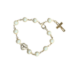 White Pearl with Gold Dove Bracelet