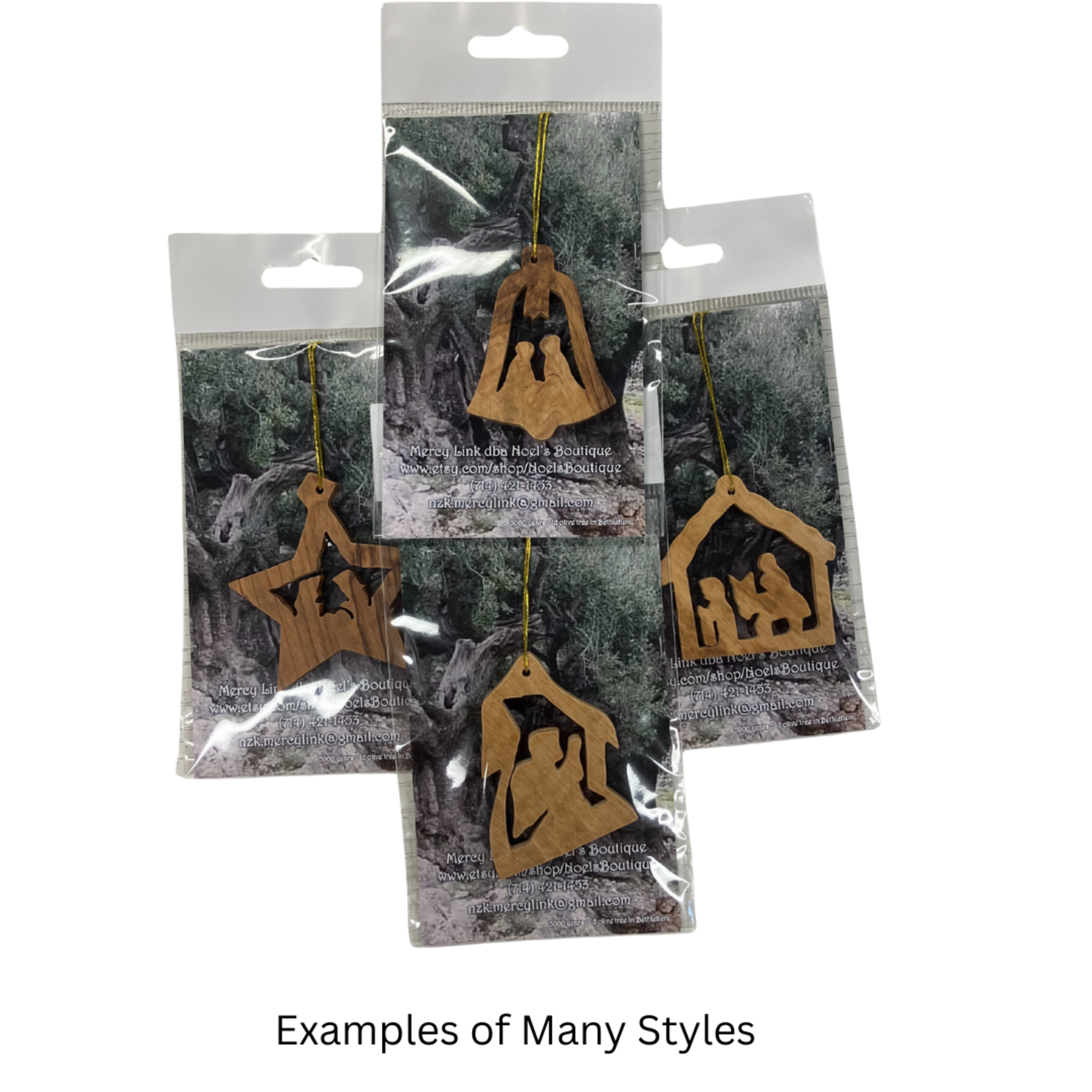 Small Olive Wood Nativity Ornament Variety
