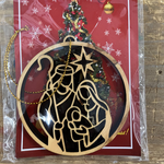 Olive Wood Holy Family Round Ornament Olive Wood Holy Family Round Ornament