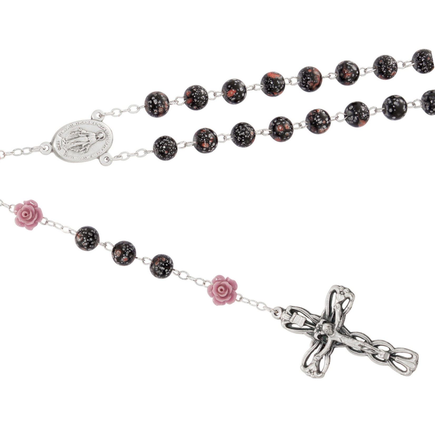 Grey and Pink Rose Rosary