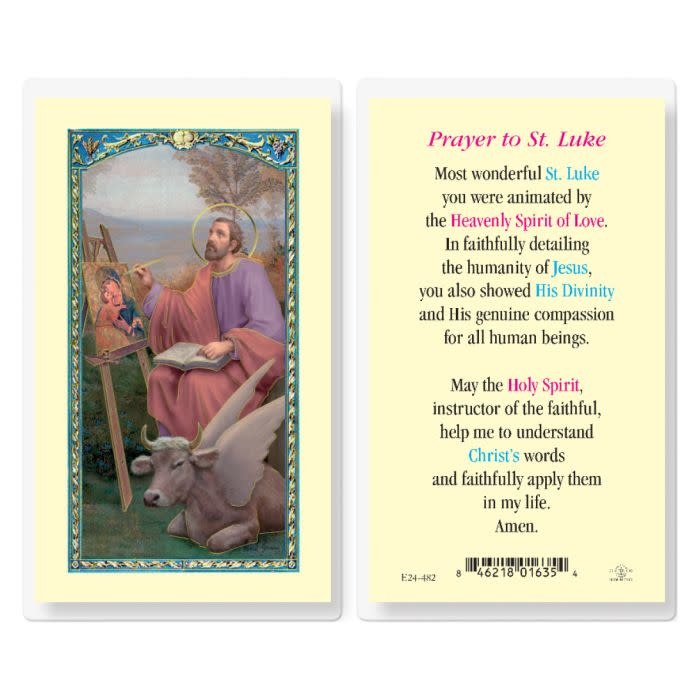 Prayer Card St Luke - St. Paul's Catholic Books & Gifts