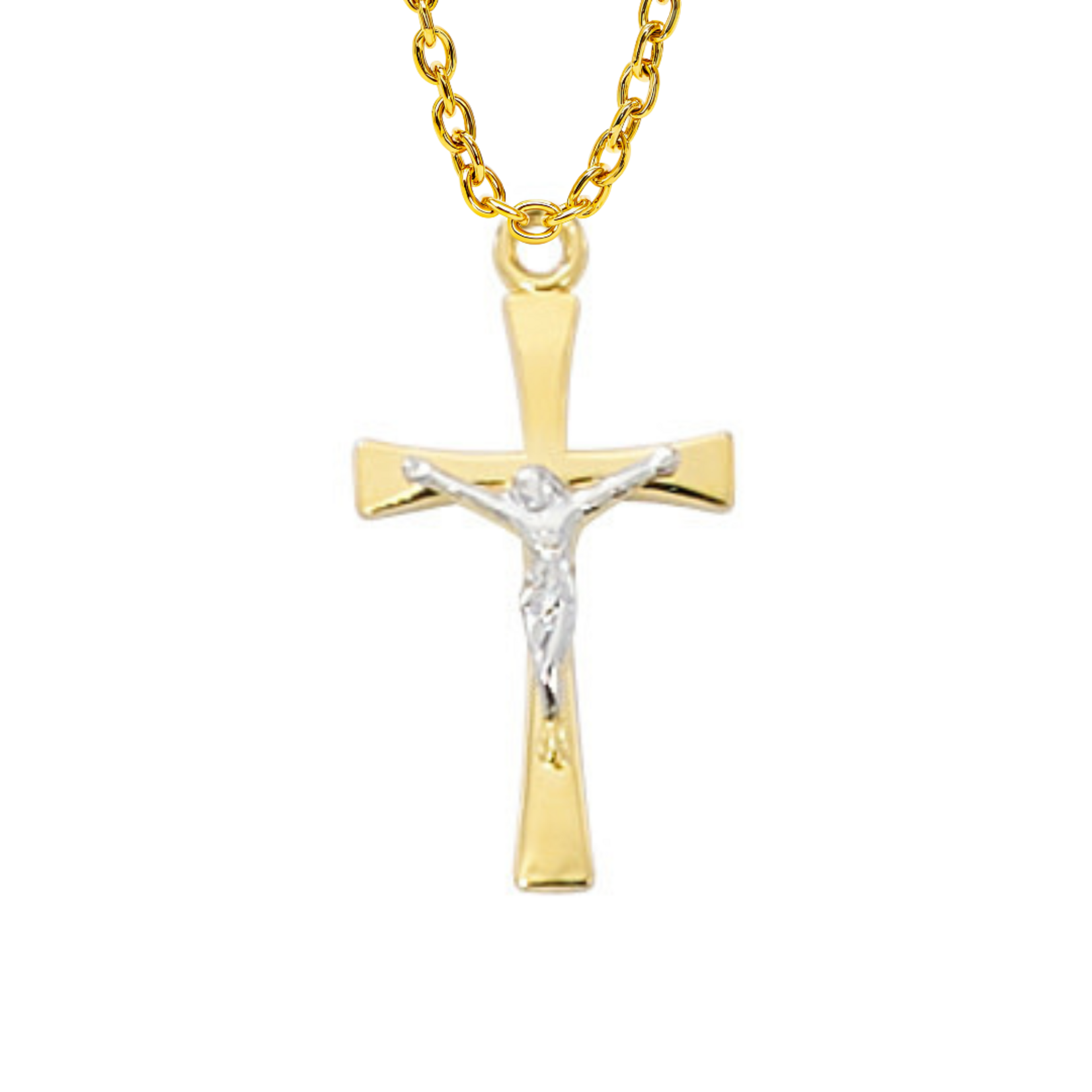 Two-Tone Gold Crucifix Flared J9190
