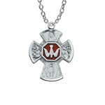 Sterling Silver 4-Way Medal with Red LMG5ES