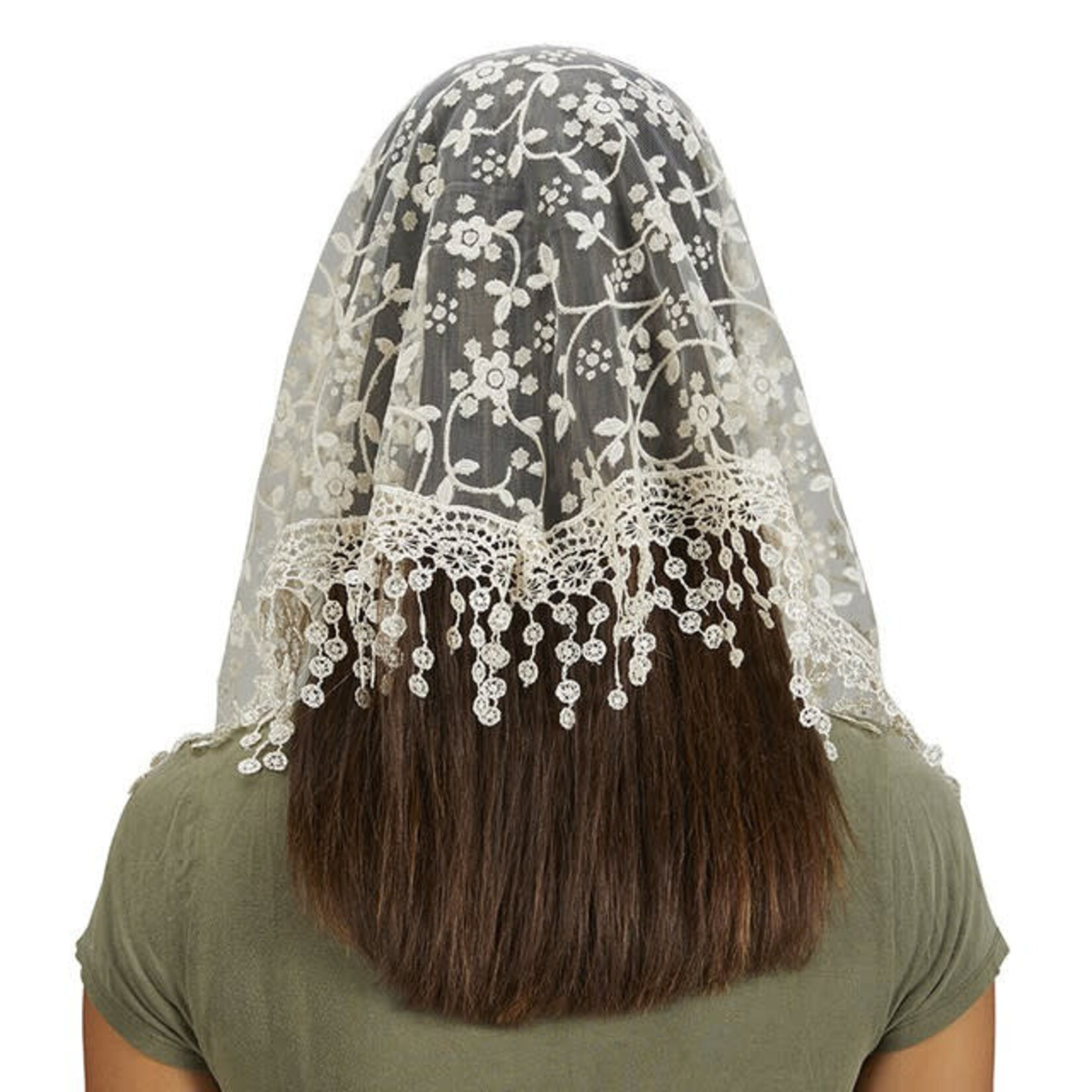 Veil White Cherry Blossom with Tassels