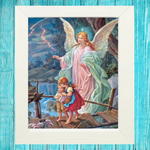 White Frame Guardian Angel Color Print