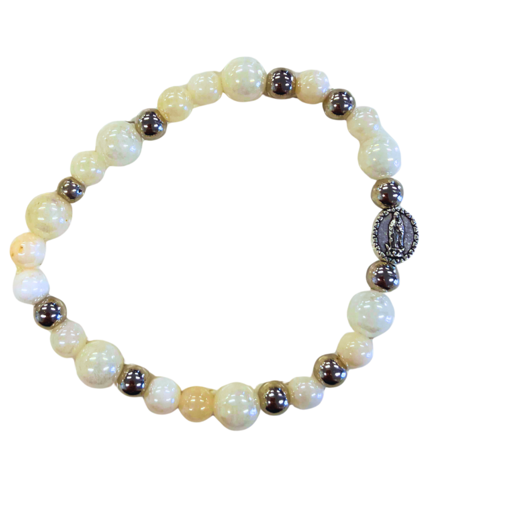Guadalupe White Pearl Bead Stretch Bracelet