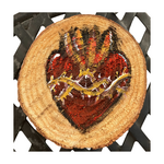 Wood Slice Magnet with Sacred Heart