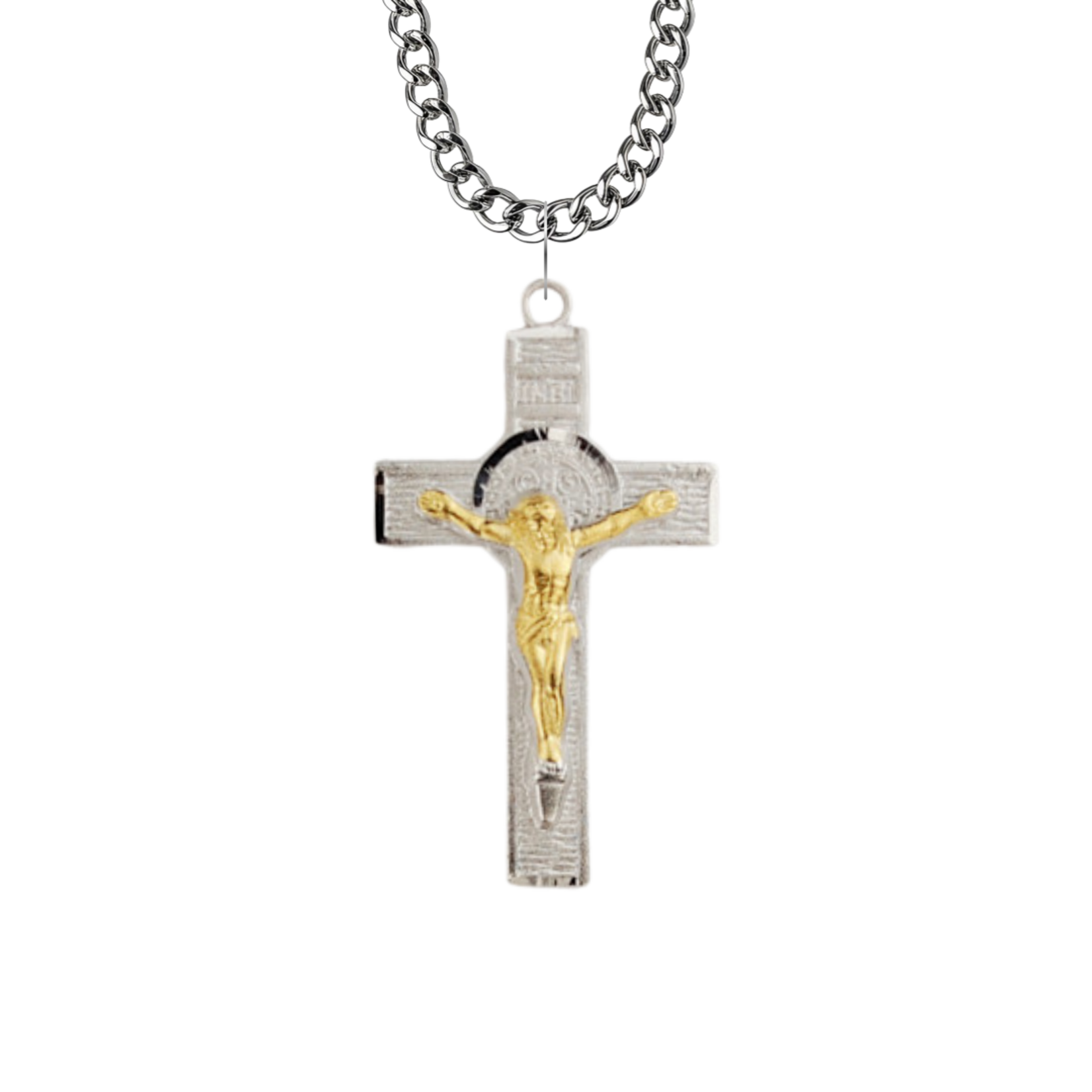 St Benedict Crucifix Sterling TwoTone L9199