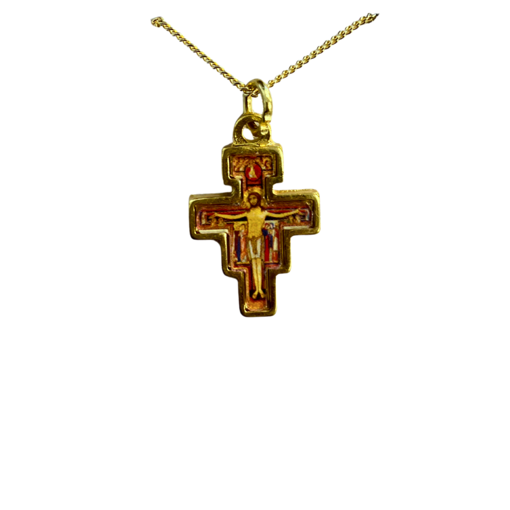 San Damiano Gold Cross on Chain